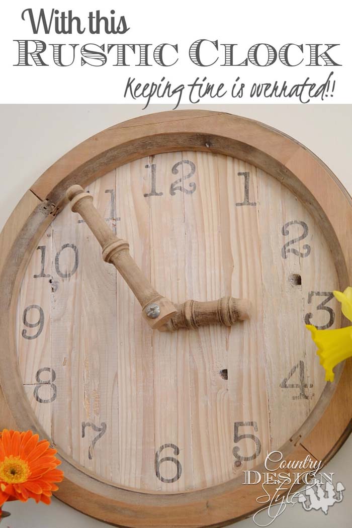 Rustic Wooden Clock Country Accent #spindle #repurpose #decorhomeideas