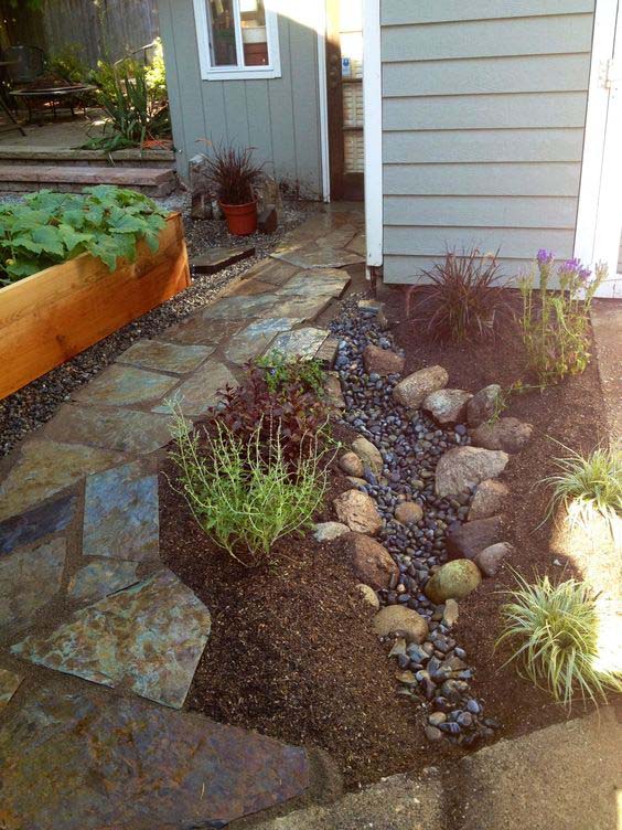 Save Water With Style #downspout #landscaping #rocks #decorhomeideas