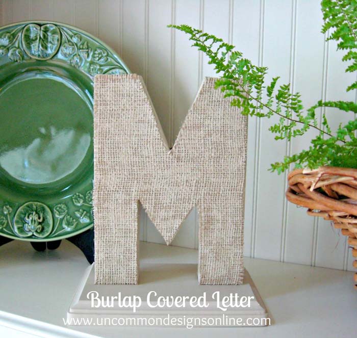 Shabby Schoolhouse Burlap Covered Letter #burlapdecor #diy #decorhomeideas