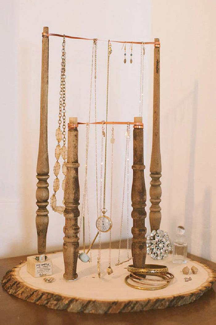 Simpler Time Reclaimed Wood Jewelry Display #spindle #repurpose #decorhomeideas