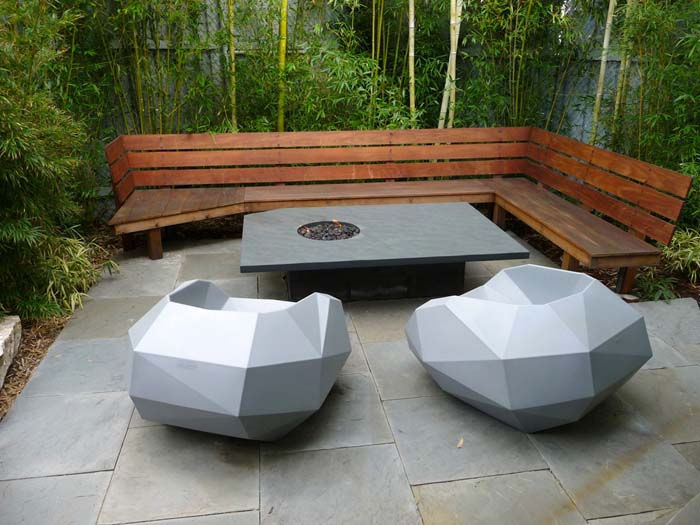 Stone Slab Fire Pit Table #decking #firepit #decorhomeideas