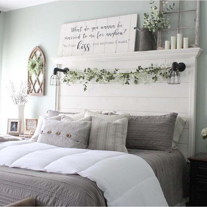 Welcoming Window Pane and Lantern Charming Bedroom #farmhousebedroom #decorhomeideas