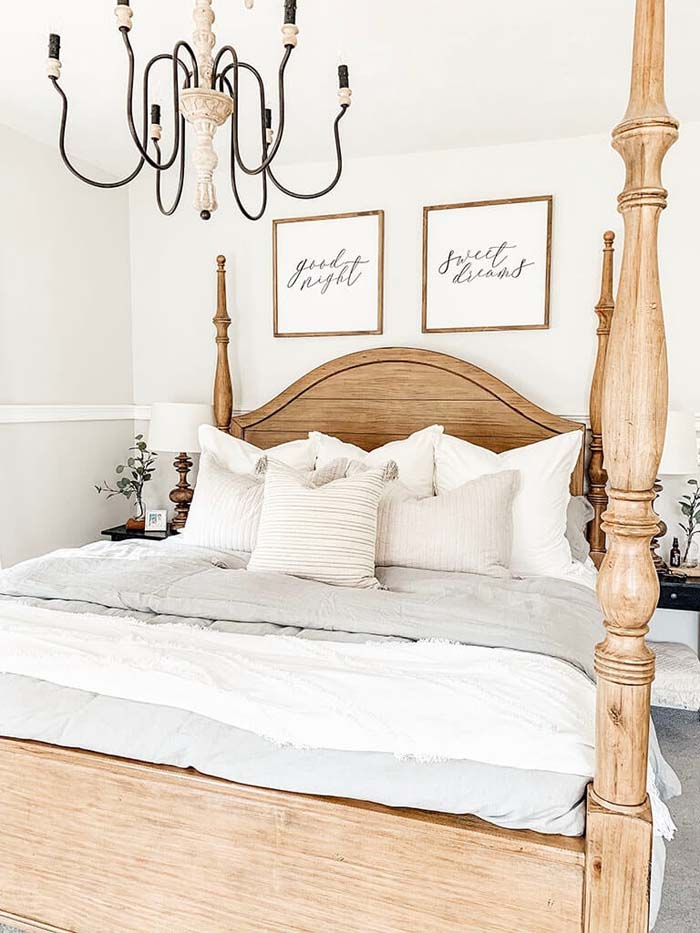 White and Wooden Sweet Dreams #farmhousebedroom #decorhomeideas