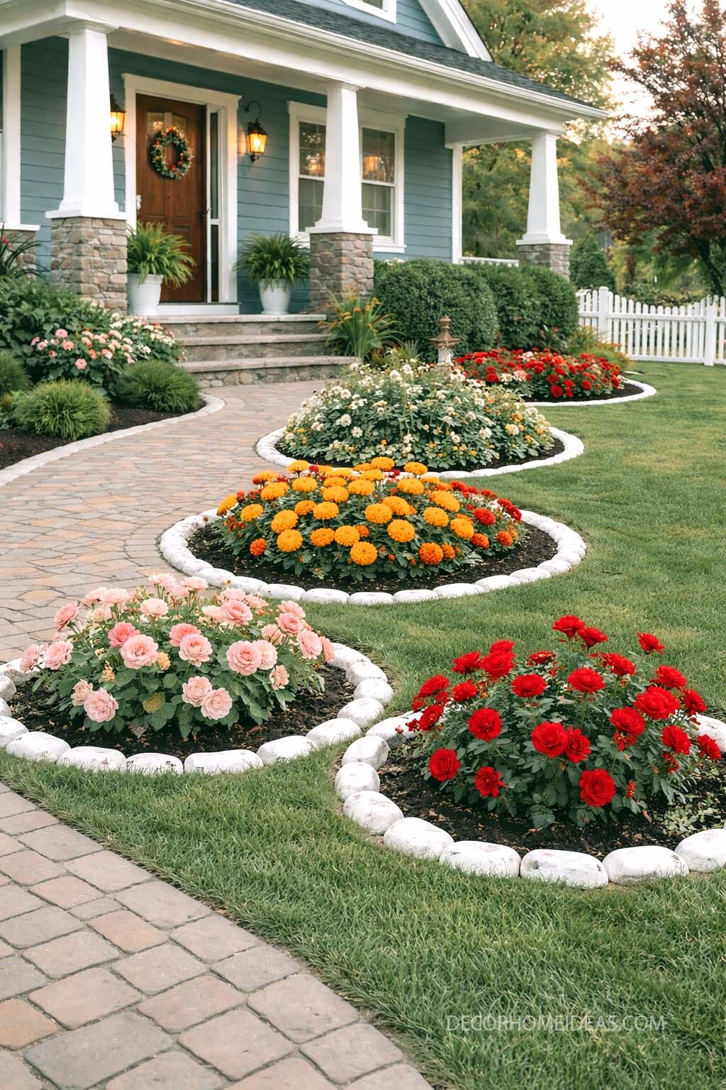 Colorful Front Yard Flower Bed Ideas with Curb Appeal