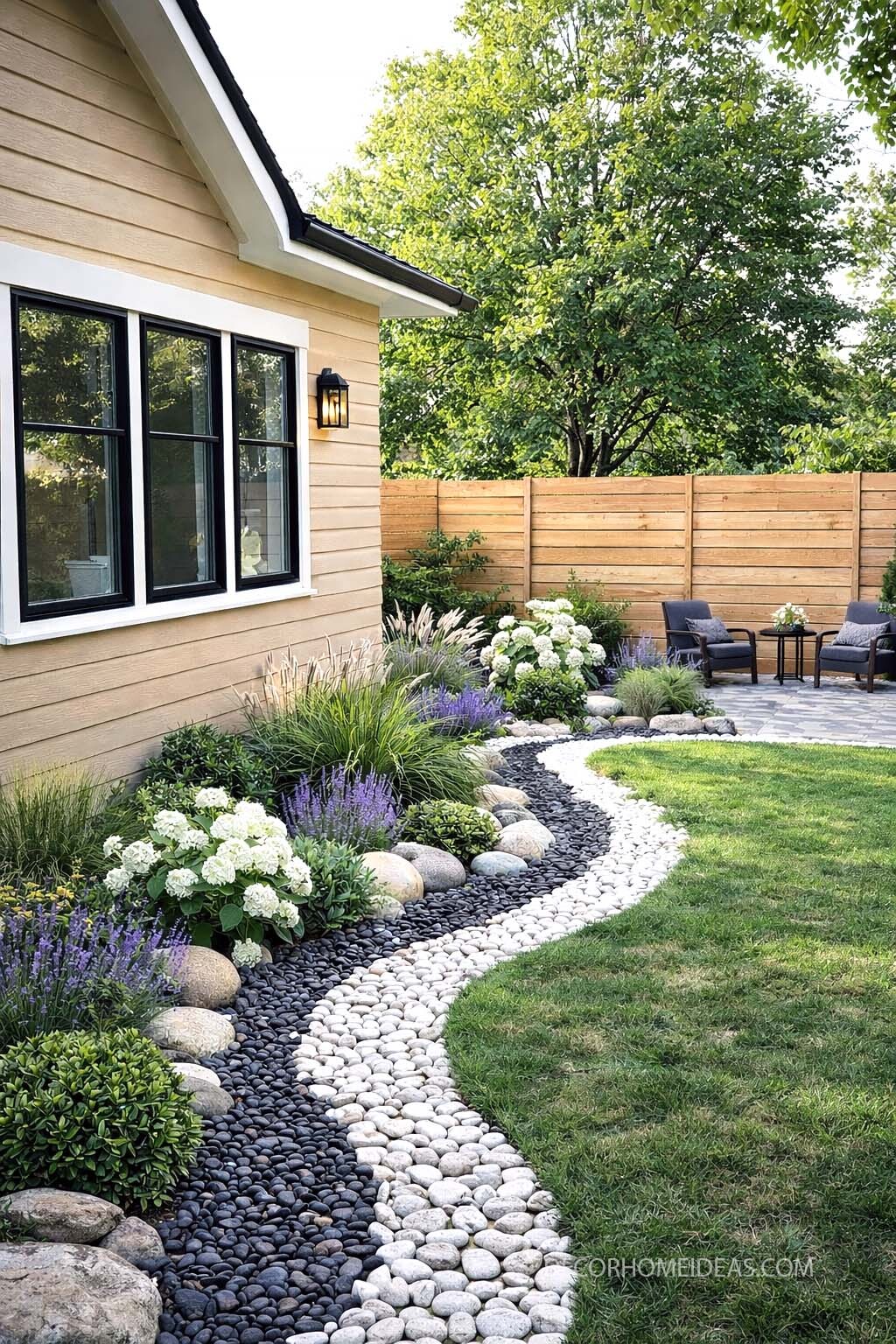 Modern Dry Creek Bed Landscaping