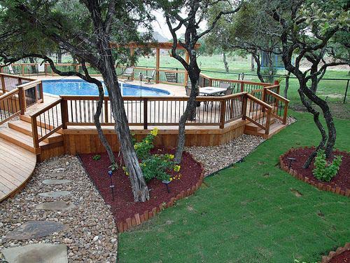 Add Multiple Entries to the Deck #abovegroundpool #landscapingideas #decorhomeideas