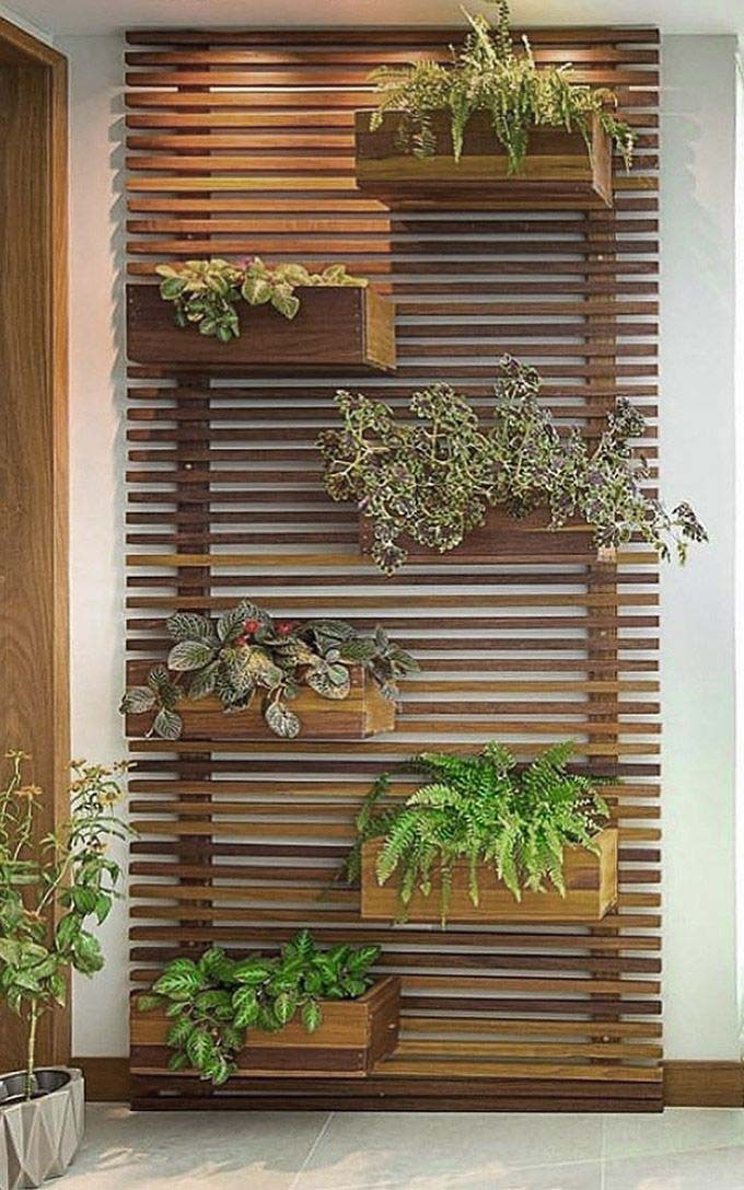 Beautiful Vertical Planter For Porch #woodenslats #homedecor #decorhomeideas