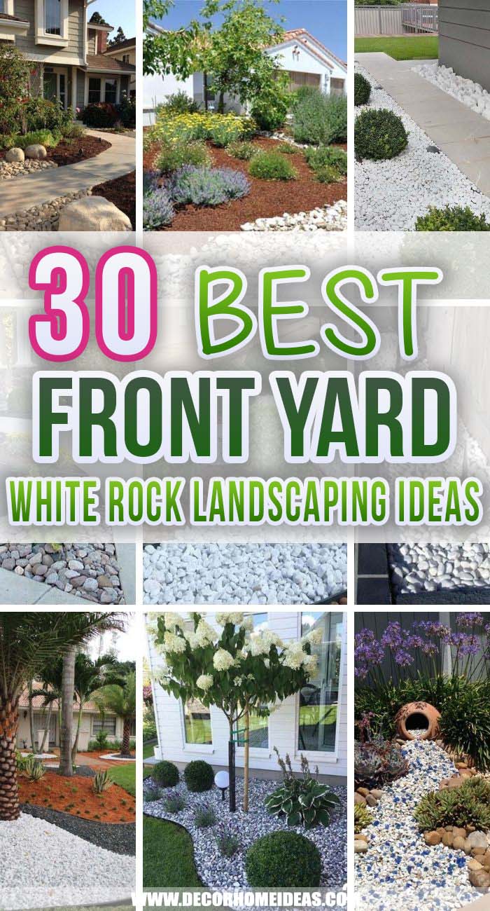 Best Front Yard White Rock Landscaping Ideas. Make a stunning first impression with these front yard white rock landscaping ideas that are also simple and budget-friendly. #decorhomeideas