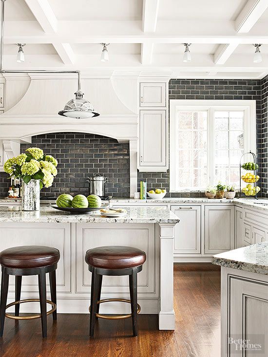 Black Bricks Add Contrast And Personality #brickbacksplash #kitchen #decorhomeideas