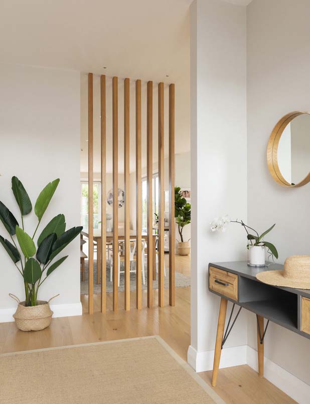 Blend Adjacent Zones With Coherent Wooden Surfaces #woodenslats #homedecor #decorhomeideas