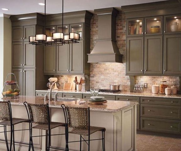 Brick Balanced With Dark Cabinets #brickbacksplash #kitchen #decorhomeideas