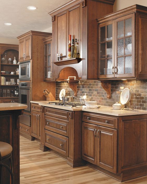 Brown Brick Backsplash #brickbacksplash #kitchen #decorhomeideas