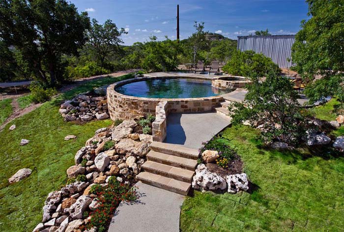 Build a Stone Wall Surround #abovegroundpool #landscapingideas #decorhomeideas