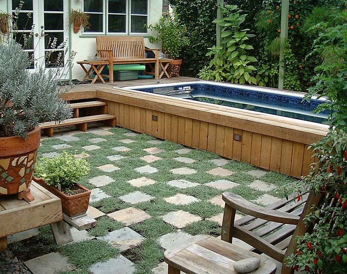 Create A Pattern With Grass and Pavers #abovegroundpool #landscapingideas #decorhomeideas