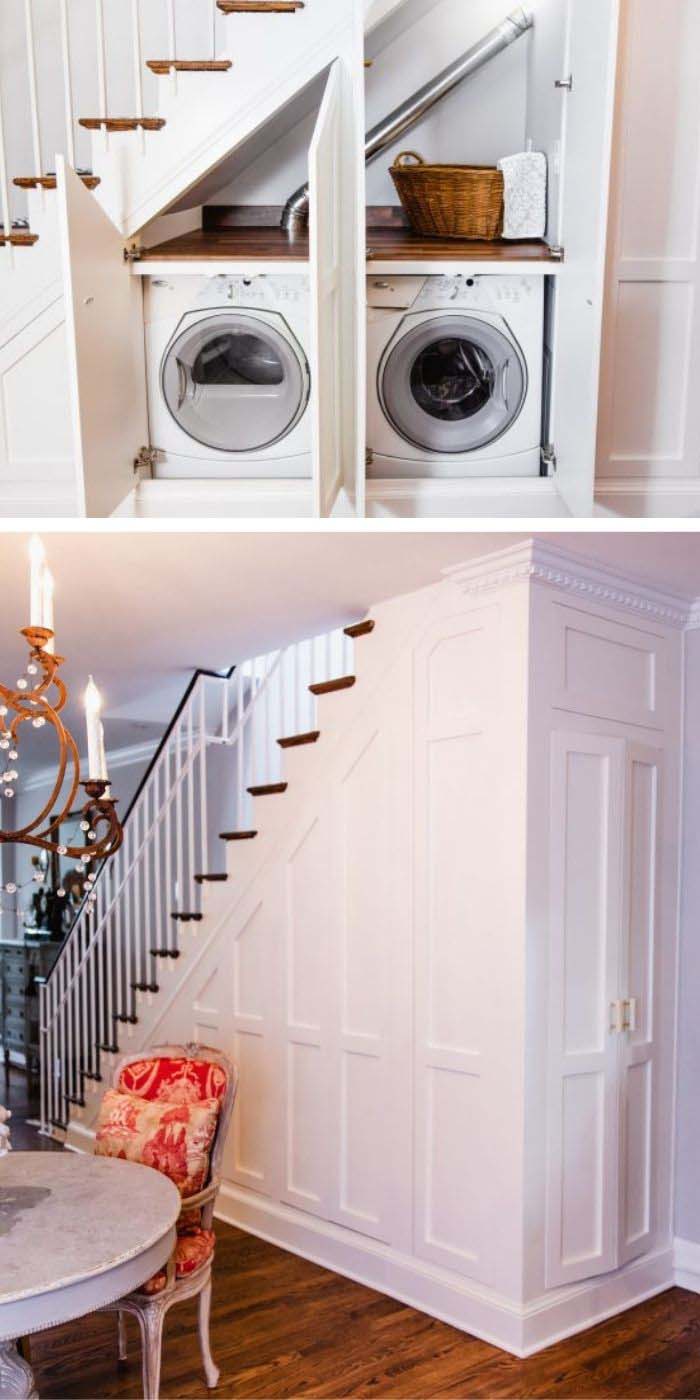 Custom Door for Laundry Closet under the Stair #laundry #closetdoors #decorhomeideas