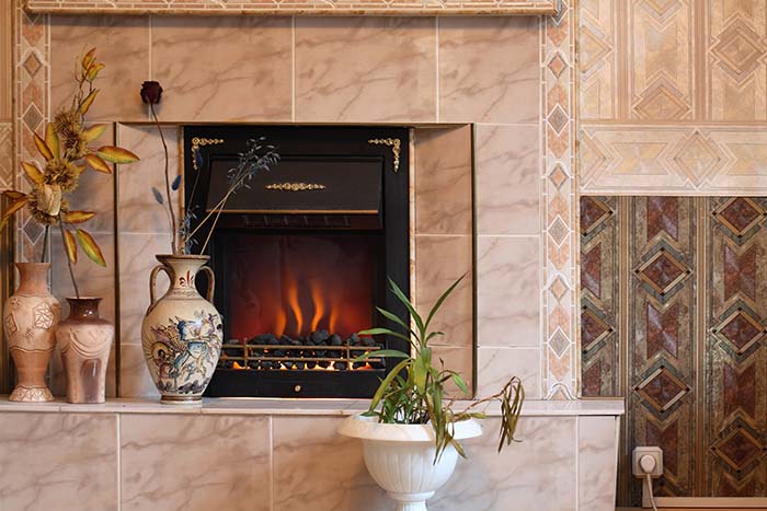 Electric Fireplace Tile Idea