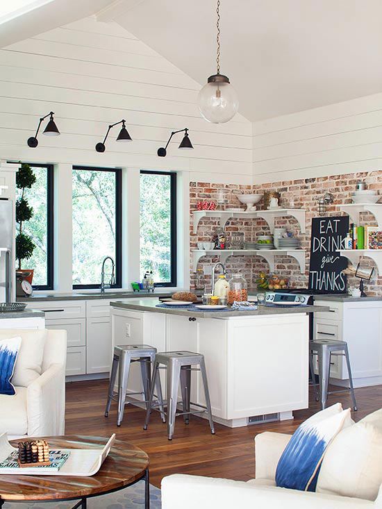 Farmhouse Brick Backsplash #brickbacksplash #kitchen #decorhomeideas