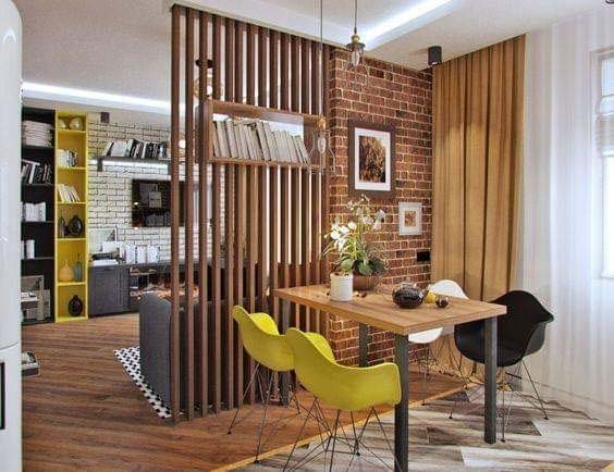 Indoor Partition With A Natural Look #woodenslats #homedecor #decorhomeideas