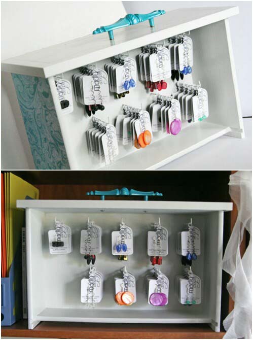 Jewelry Organizer From Old Drawer #recycle #olddrawer #decorhomeideas