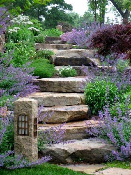 Large Garden Stone Stairs #slopedbackyard #budget #decorhomeideas