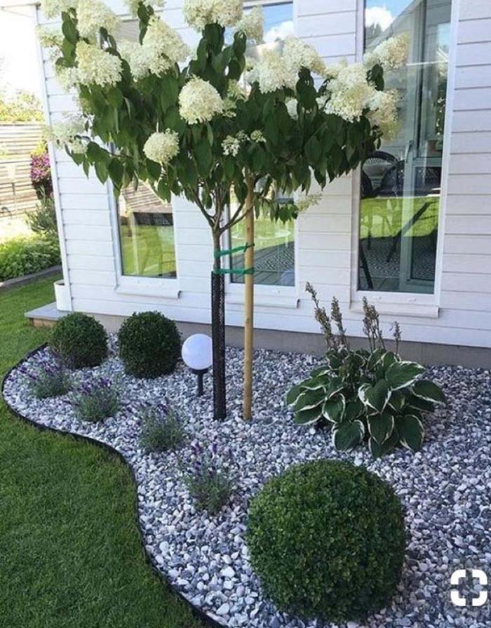 Lighten the Scene #whiterock #landscapingideas #decorhomeideas