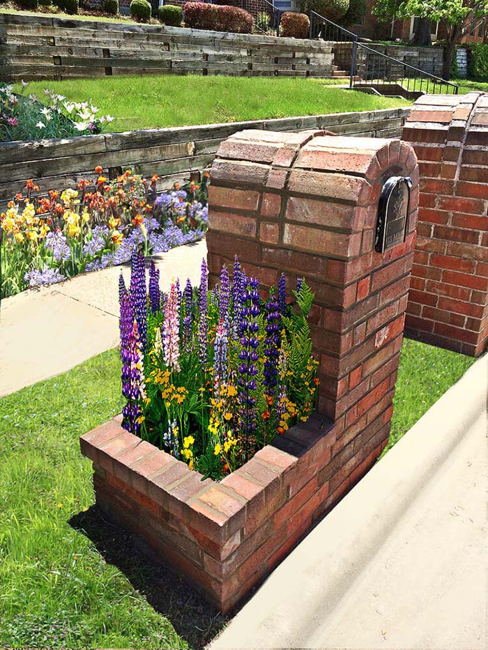 Mailbox Landscaping Ideas Brick Flower Bed