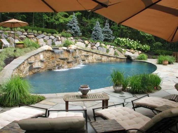 Mediterranean Pool By The Slope #slopedbackyard #budget #decorhomeideas