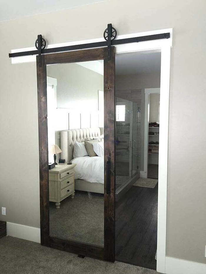 Penthouse Style Mirrored Sliding Door #barndoor #barndoorideas #decorhomeideas