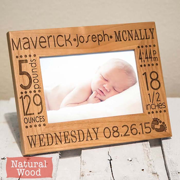 Personalized Wooden Baby Picture Frame #woodburning #crafts #decorhomeideas