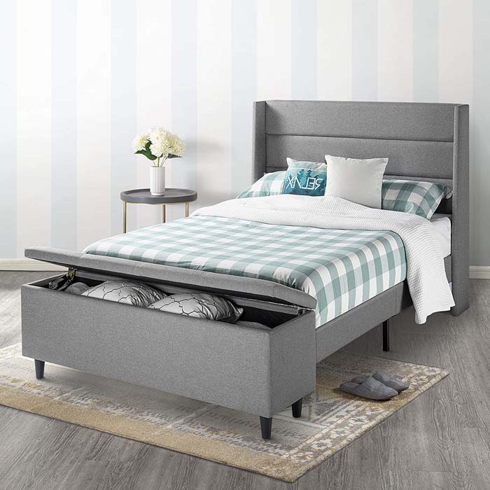 Platform Bed With Headboard And Ottoman Storage #beds #smallroom #decorhomeideas