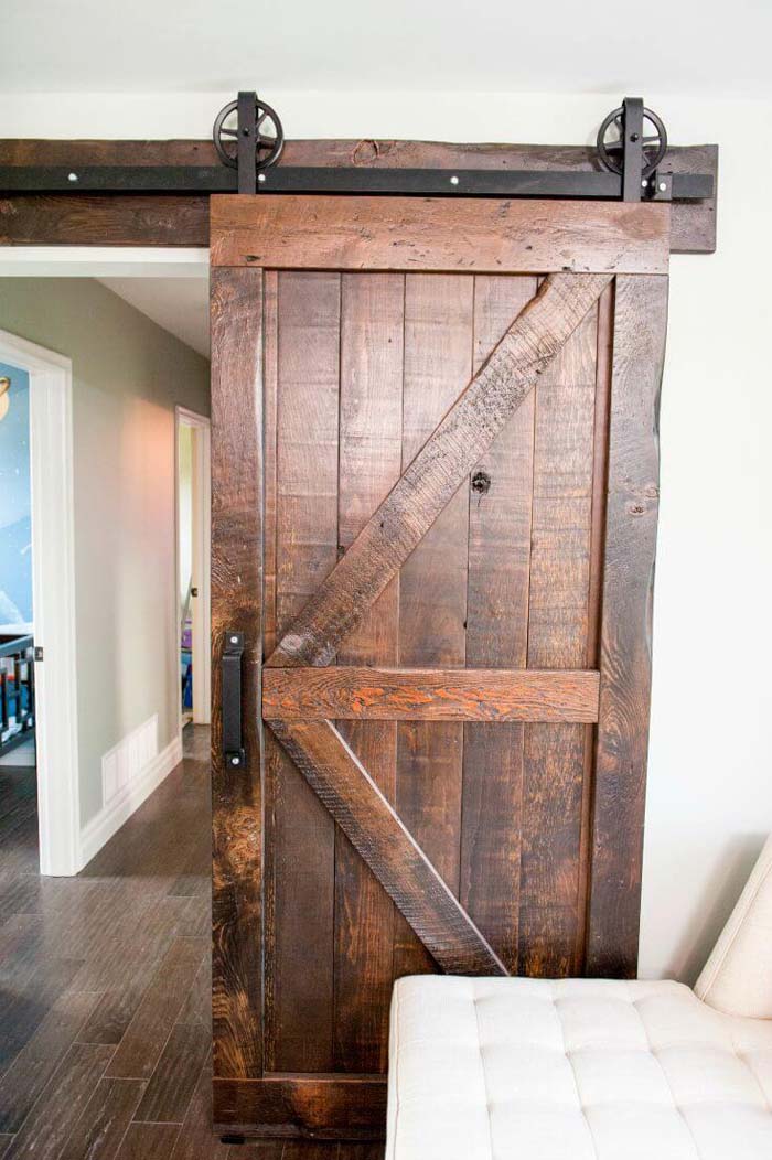 Polished and Repurposed Wooden Entry Door #barndoor #barndoorideas #decorhomeideas