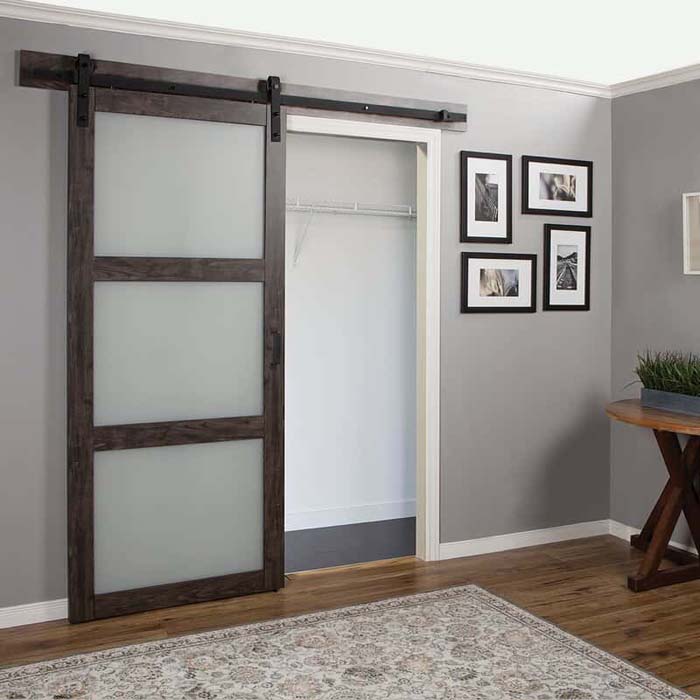 Privacy Glass Barn Door #barndoor #barndoorideas #decorhomeideas