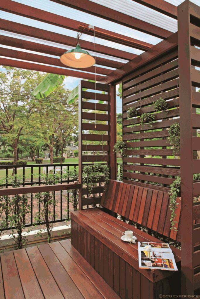 Privacy Screen For Outdoor Bench #woodenslats #homedecor #decorhomeideas