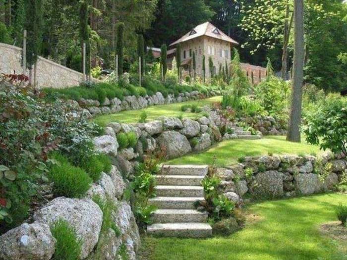 Rock Wall Backyard Slope #slopedbackyard #budget #decorhomeideas