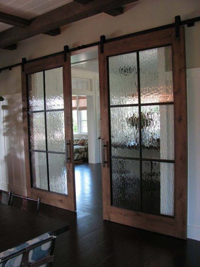 Running Water Glass Paneled Doors #barndoor #barndoorideas #decorhomeideas