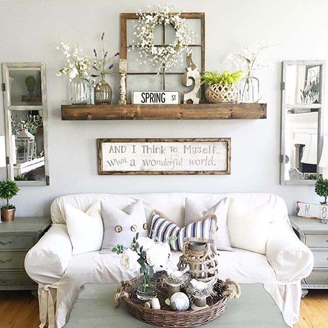 Rustic Wall Decor Idea Featuring Reclaimed Window Frames #rustic #walldecor #decorhomeideas