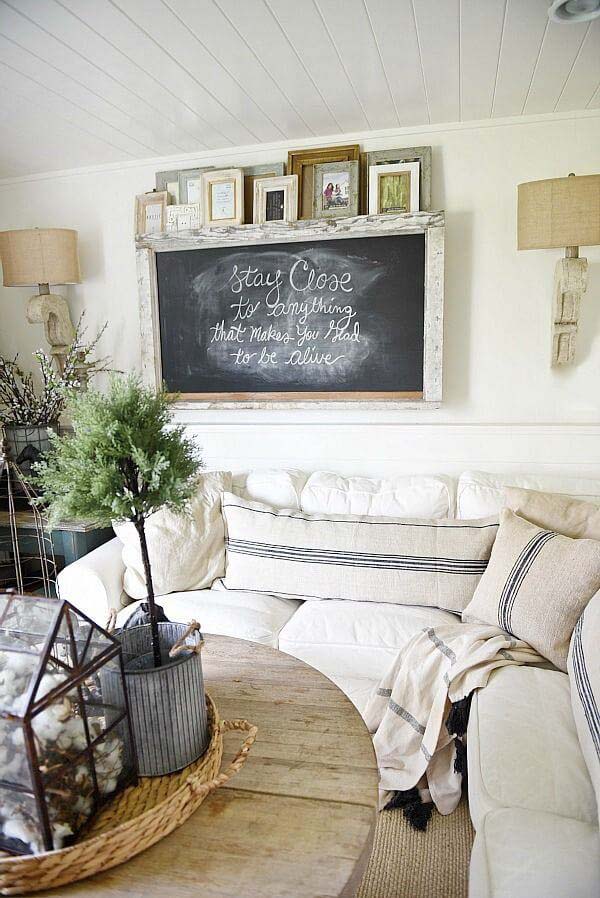 Simple Chalkboard Living Room Wall Art #farmhouse #livingroom #decorhomeideas