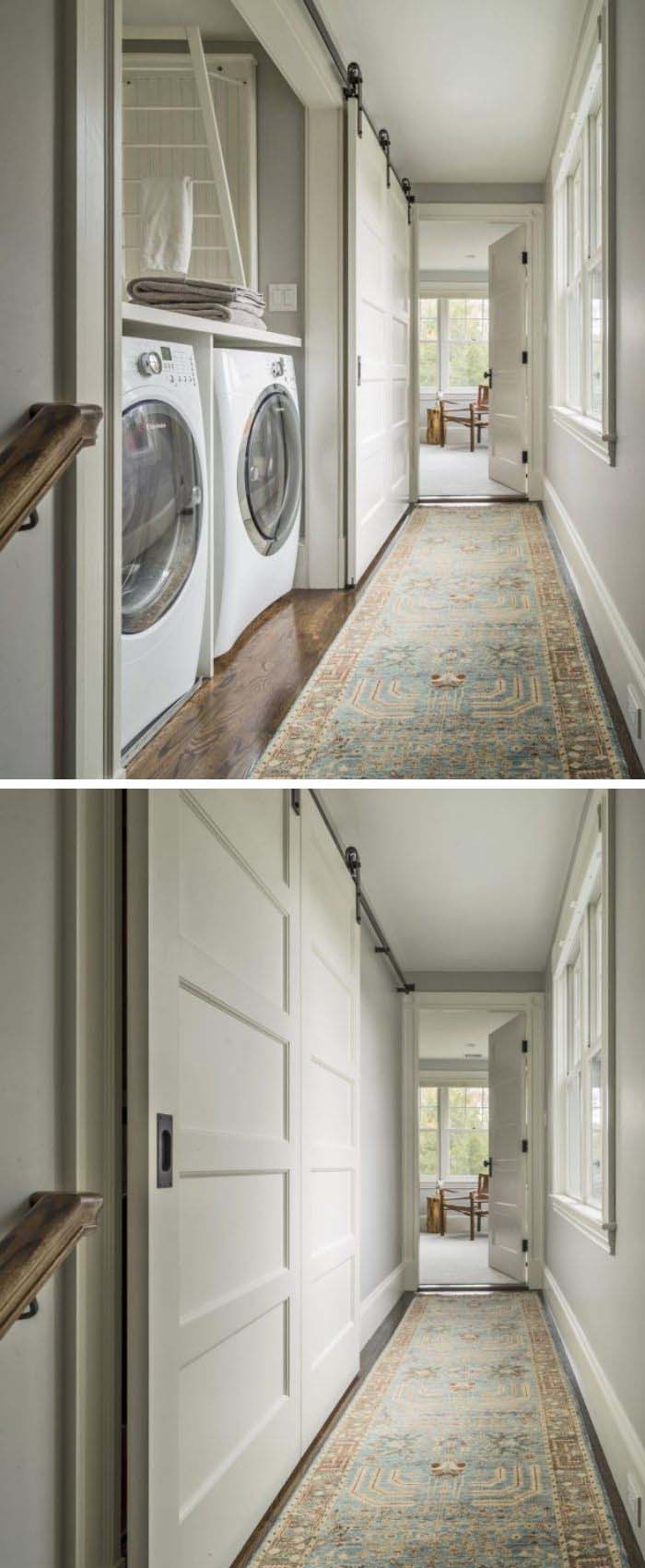 Sliding Door for Laundry Closet in a Narrow Place #laundry #closetdoors #decorhomeideas