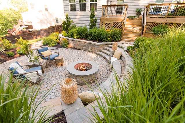 Sloped Backyard Fire Pit