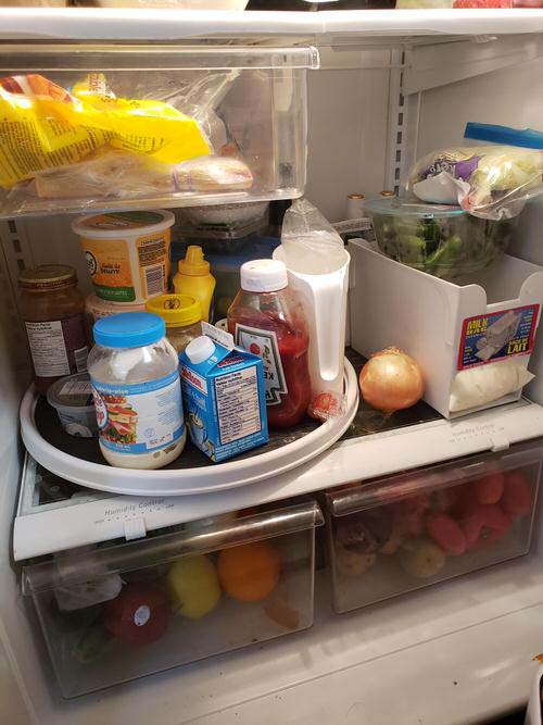 Use Rotating Tray in Refrigerator #refrigerator #storage #organization #decorhomeideas