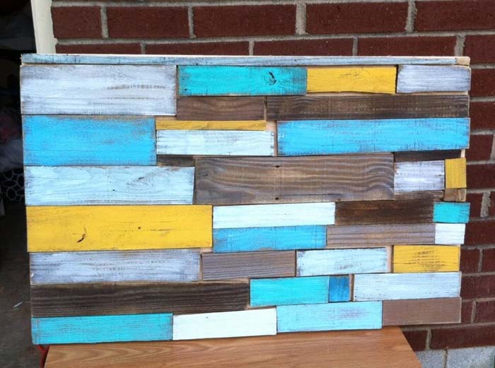 Vibrant Multicolored Canvas Wood Art #rustic #walldecor #decorhomeideas