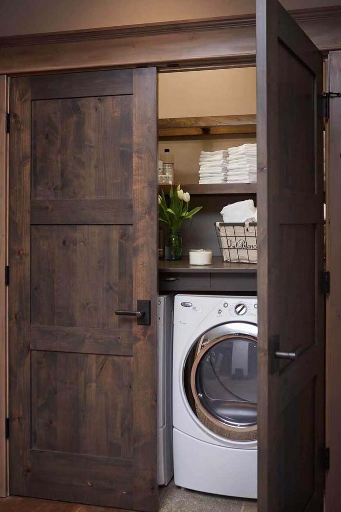 Wooden Double Door for a Classic Laundry Closet #laundry #closetdoors #decorhomeideas