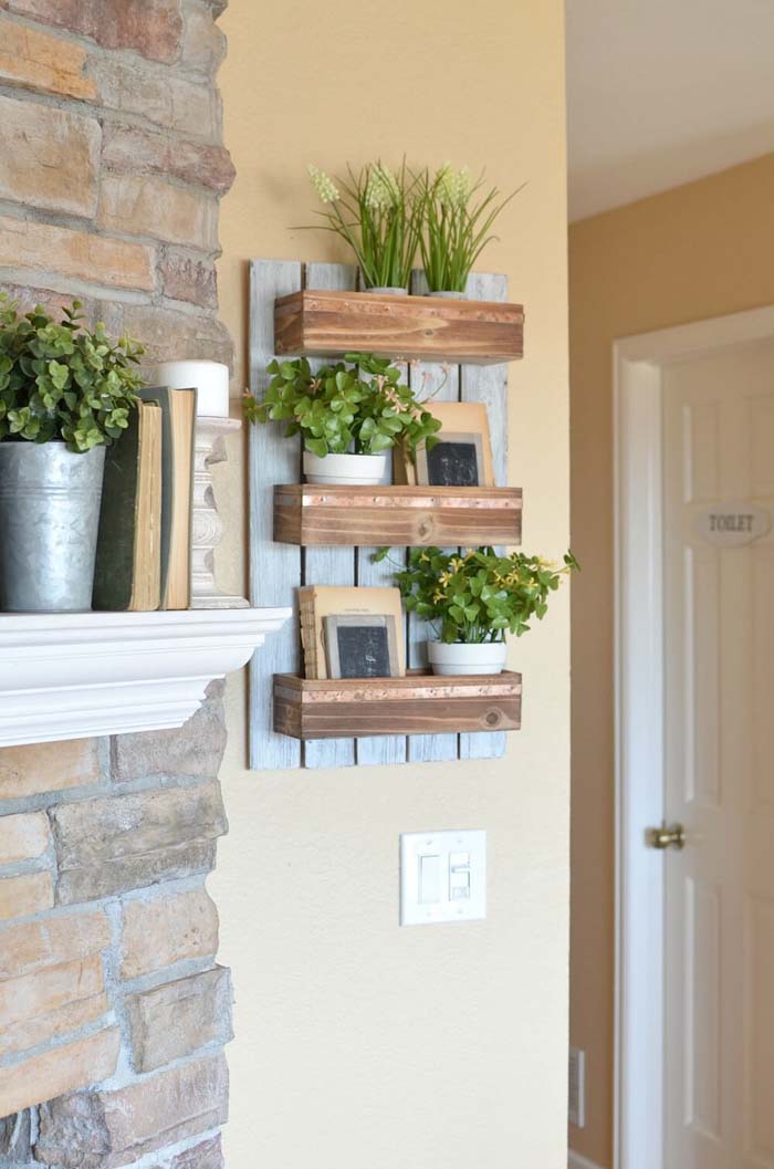 Wooden Shelf for Farmhouse Living Room Designs #farmhouse #livingroom #decorhomeideas