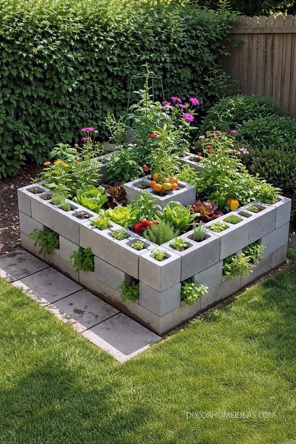 DIY Cinder Block Raised Garden Bed for Small Backyards