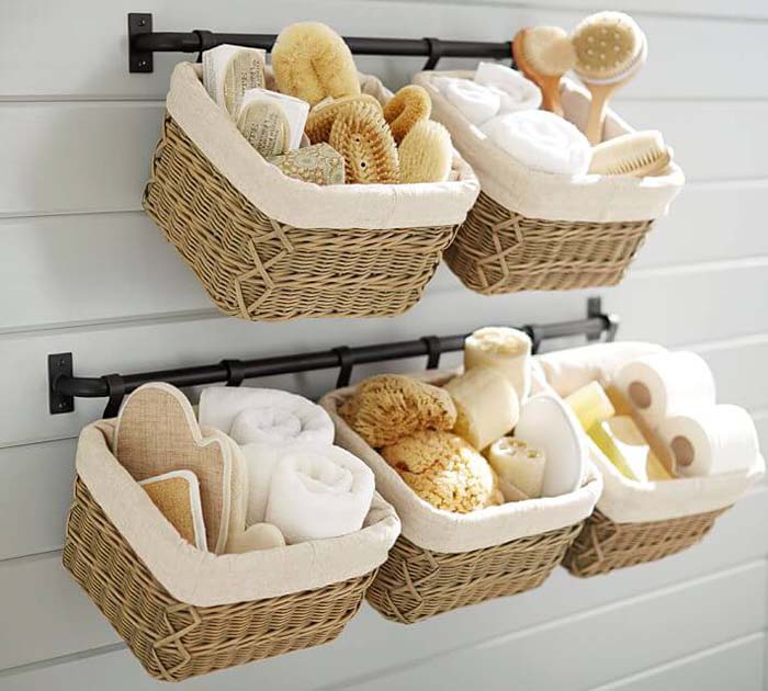 A-Tisket, A-Tasket, A Green and Yellow Basket #storageideas #smallbathroom #decorhomeideas