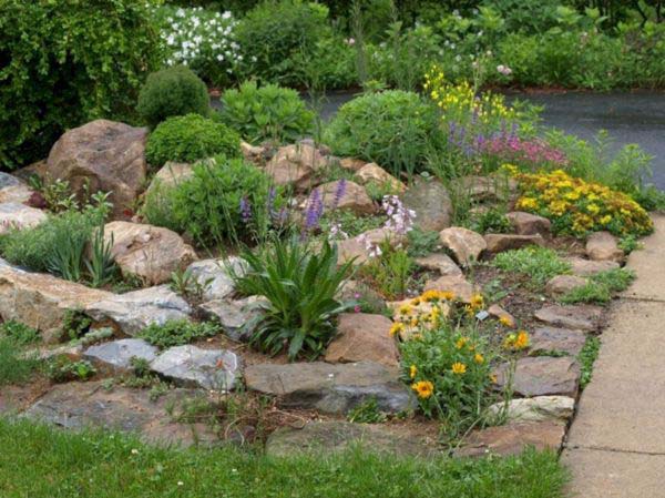 Add Color with Flowers #smallcorner #rockgarden #decorhomeideas