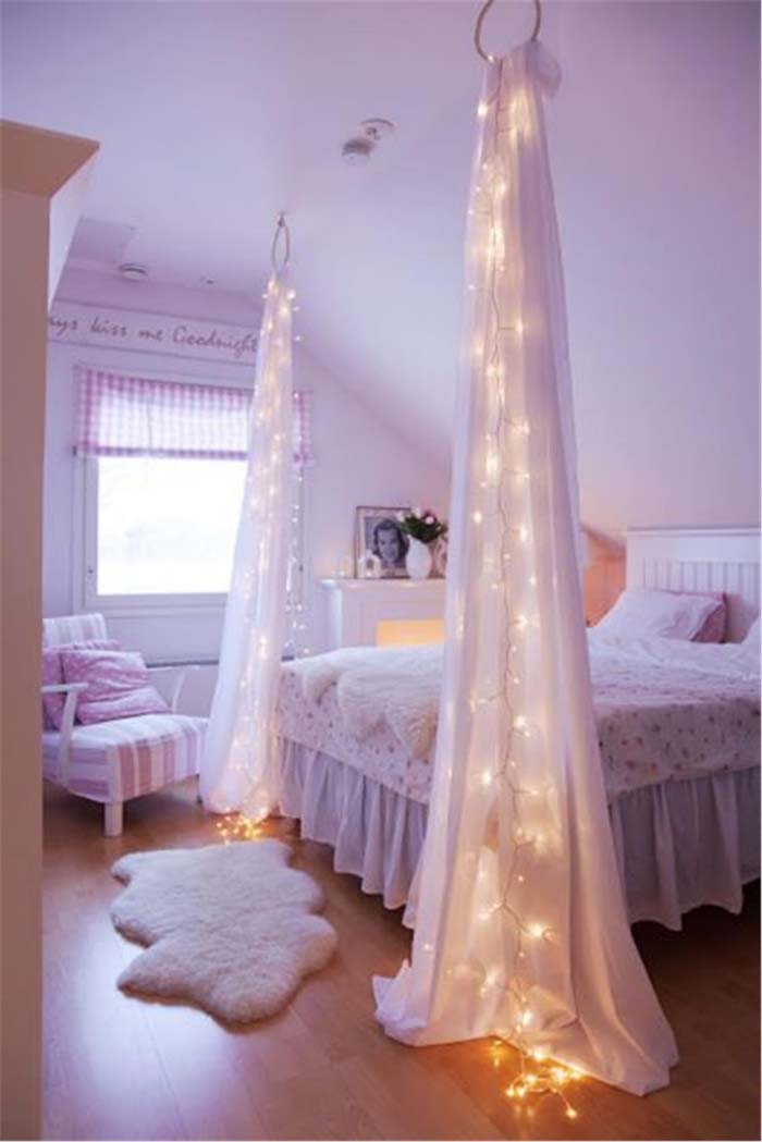 An Illusion of Canopy Bed #roomdecorationwithlights #decorhomeideas