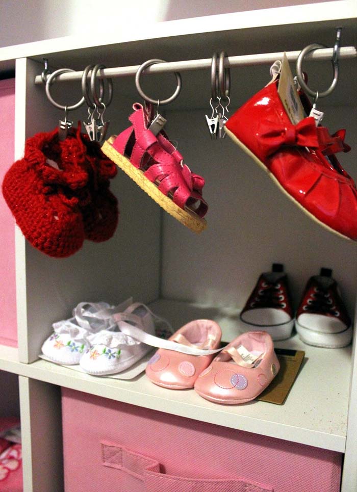 Baby Shoe Hooks #shoestorage #decorhomeideas