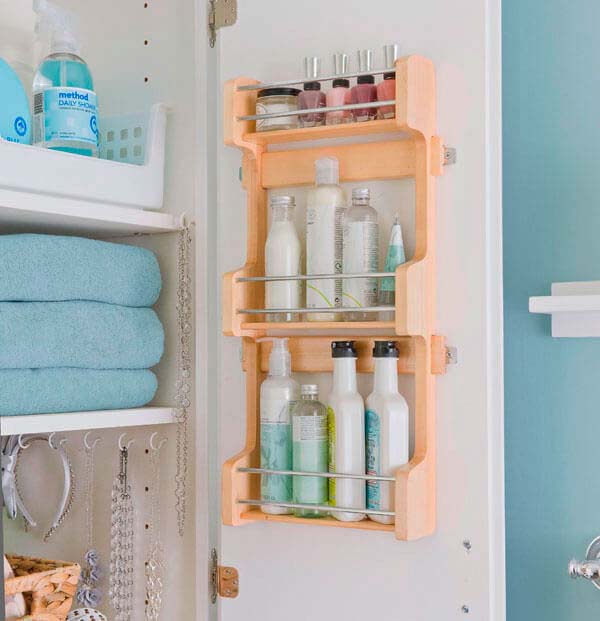 Bottoms Up and Bottles Out #storageideas #smallbathroom #decorhomeideas