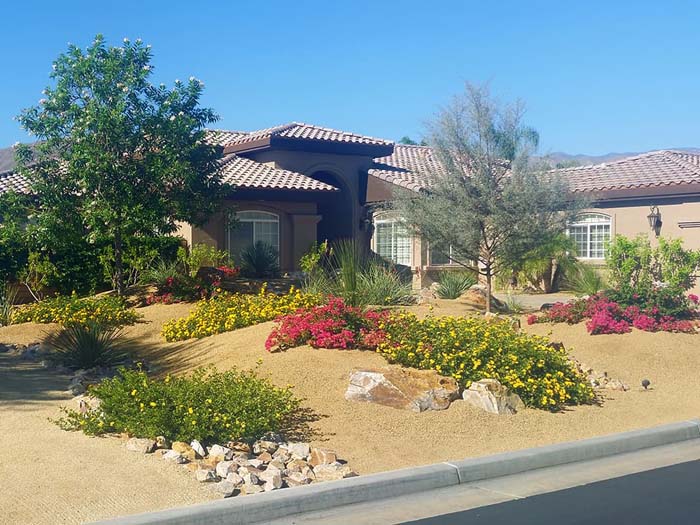 Bridge on a Red Brick Path #desertlandscaping #inexpensive #decorhomeideas